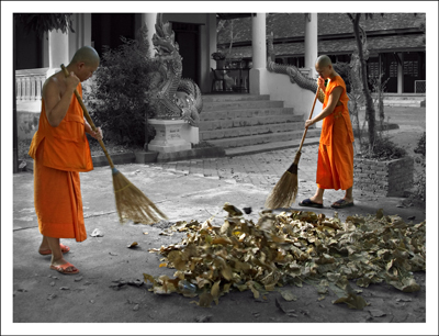 sweeping up